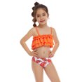 thumbnail image 1 of KAWELL Girls Swimsuit Pleated Ruffle Two-Piece Tankini Swimsuit, 1 of 6