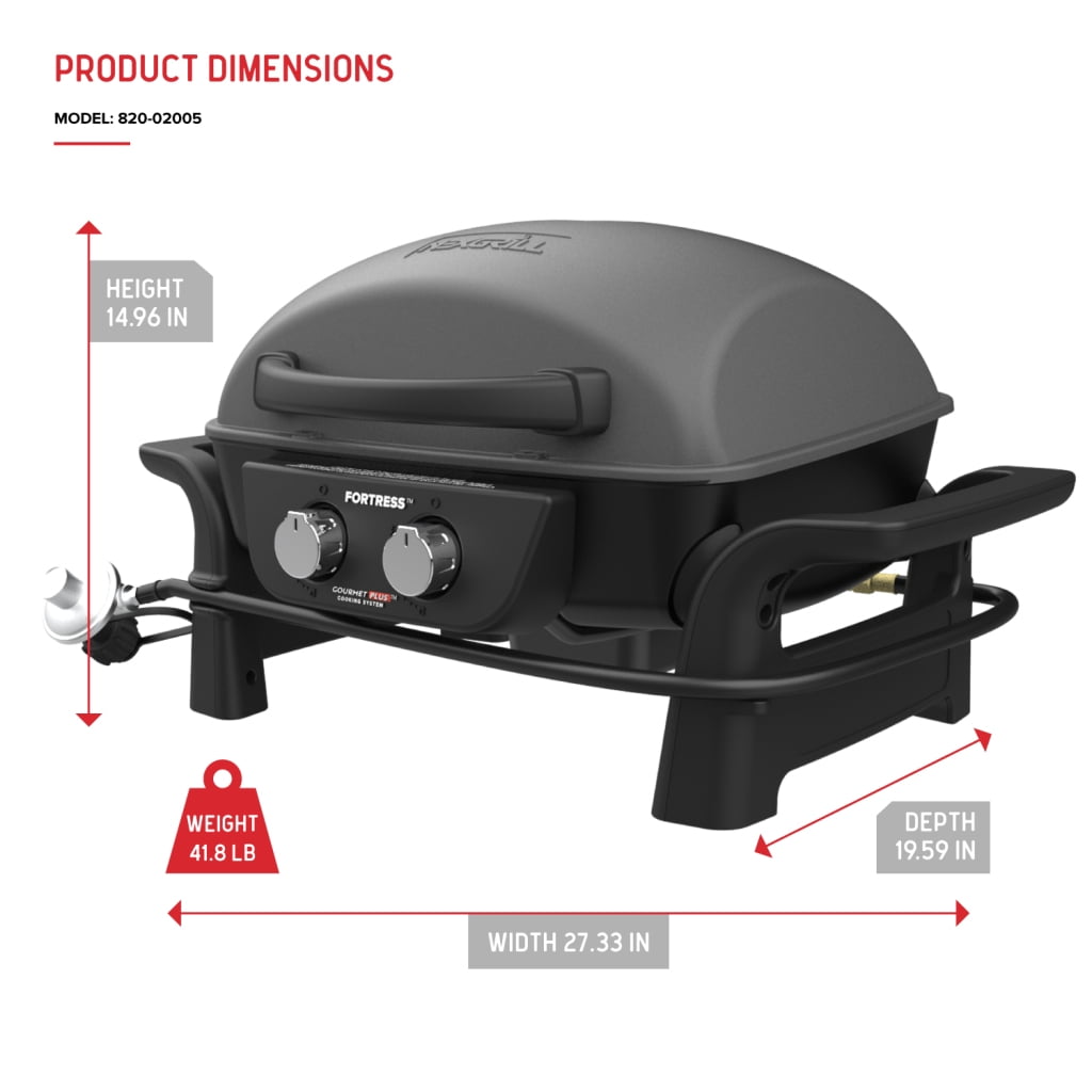 Nexgrill Fortress 2-Burner Portable Gas Grill & Griddle Combo with 263 SQ In Cooking Space, Easy Lift Handles, 13,500 BTU, 2-in-1 Small Tabletop Grill for Camping, Outdoor Cooking, and More 820-02005