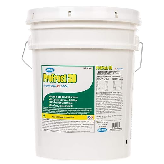 ComStar ProFrost 30, Propylene Glycol Anti-Freeze, Does Not Contain Any Color Or Inhibitor, Prediluted to 30%, Ready to Use Formula, 30% Propylene Glycol, Made in USA, 5 Gallon (35-772)