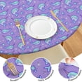 thumbnail image 4 of Purple Cartoon Narwhal Pattern Round Fitted Tablecloth with Elastic Edge,Dining Table Cover Waterproof,Outdoor Round Tablecloth for Camping,Dining,Indoor and Outdoor, 4 of 7