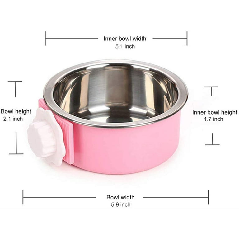 Water Bowl Food Bowl for Kennel Cage Crates, 2 Packs Stainless Steel Bowl  Quick Lock Bowls for Dog Cat Bird Guinea Pig Rabbit Chicken Coop - 4 Cups /
