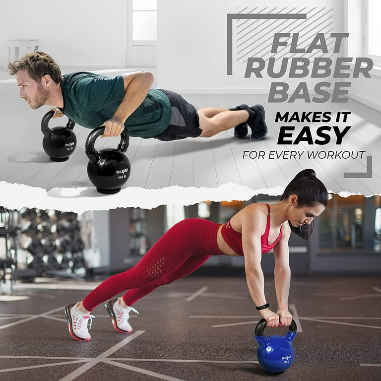 Yes4All 50lb Vinyl Coated / PVC Kettlebell with Rubber Base, Black