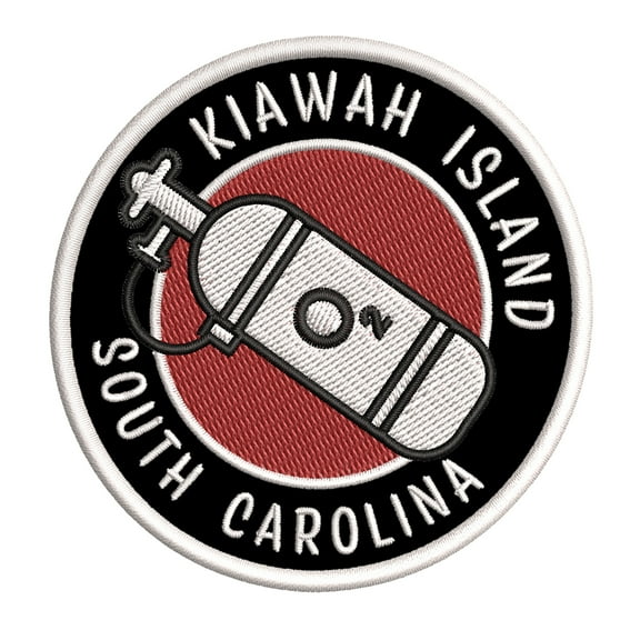 Kiawah Island, South Carolina Scuba Flag O2 Tank 3.5 Inch Iron Or Sew On Embroidered Fabric Badge Patch Ocean Beach, Salt Life Iconic Series