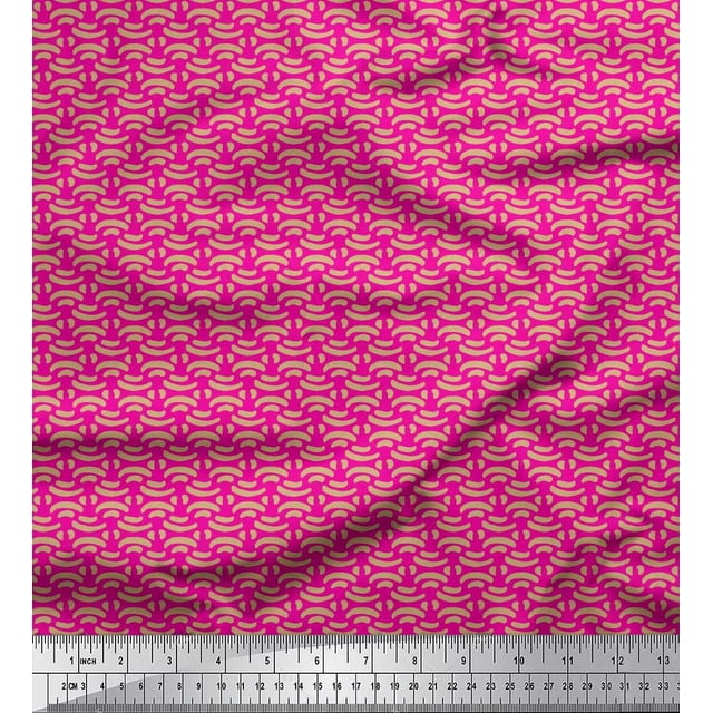 Soimoi Poly Georgette Fabric Brush Stroke Abstract Printed Fabric 1 Yard 52 Inch Wide