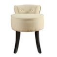 thumbnail image 2 of Inspired Home Bardot Linen Vanity Stool Nailhead Trim Roll Back Bedroom, Beige, 2 of 9