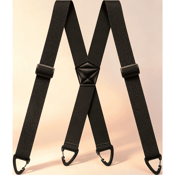 X‑Back Elastic Hidden Suspenders for Men, 4 Snap‑Loop Design, Wear Under Shirts, Heavy‑Duty Work Trousers Suspenders