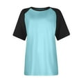 thumbnail image 4 of Miluxas Women's Short Raglan Sleeve T-Shirts Casual Color Block Tops Sky Blue M(M), 4 of 5