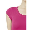 thumbnail image 4 of J. METHOD Women's Short Sleeve Scoop Neck Crop Top Solid Basic Casual Cropped T Shirts NEWT18 Fuchsia S, 4 of 6