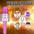 thumbnail image 5 of Juguetes divertidos para niñas, micrófono de Karaoke de mano, regalos de cumpleaños para niños y niñas, micrófono inalámbrico bluetooth Nueva luz LED de alta gama (Rosa), 5 of 5