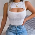 thumbnail image 6 of Mittory Women's Sexy Cut Out Tank Crewneck Ribbed Knit Sleeveless Slim Fit Top Shirt, 6 of 7
