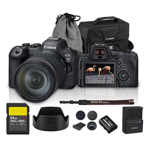 Canon EOS R6 Mark II Mirrorless Camera Kit with RF 24-105mm f/4 Lens | 24.2MP Full-Frame, 4K 60fps, Dual Pixel CMOS AF II, Vlogging & Professional Photography (5666C011)   64GB Card   Shoulder Bag