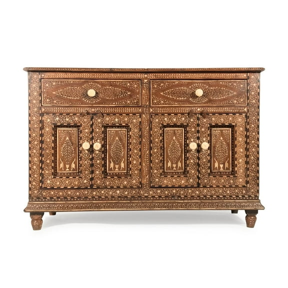 Bone Inlay Sideboard Teakwood, bone inlaid sideboard, bone inlaid cabinet, bone inlay storage