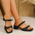 thumbnail image 5 of Women Fashion Shoes Dressy Womens Sandals, Open Round Toe Low Chunky Heels, Fashion Buckle Slip On Solid Patent Sandals, 5 of 7