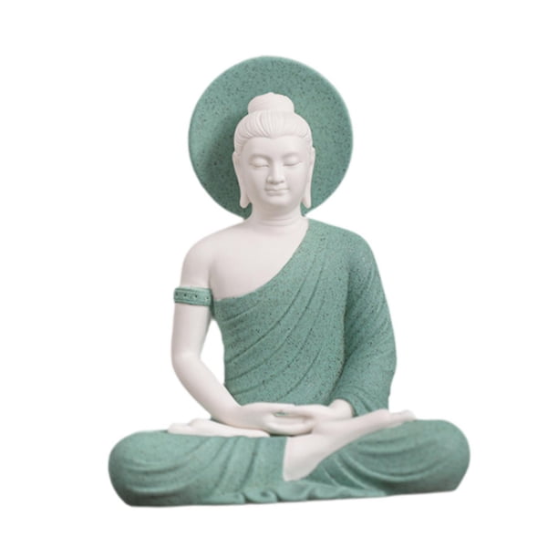 Adorno de estatua de Buda, artesanía coleccionable, decoración del hogar, cerámica decorativa de mesa. Verde