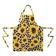 thumbnail image 2 of Beige Leopard Sunflower Pattern Apron-Garden Aprons for Women with Pockets-Cotton Linen Waterproof Kitchen Cooking Gardening Aprons Adjustable for Kitchen,Cooking,BBQ and Salon 33x27 Inch, 2 of 7