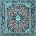 thumbnail image 1 of Ahgly Company Indoor Square Medallion Light Blue Traditional Area Rugs, 3' Square, 1 of 4