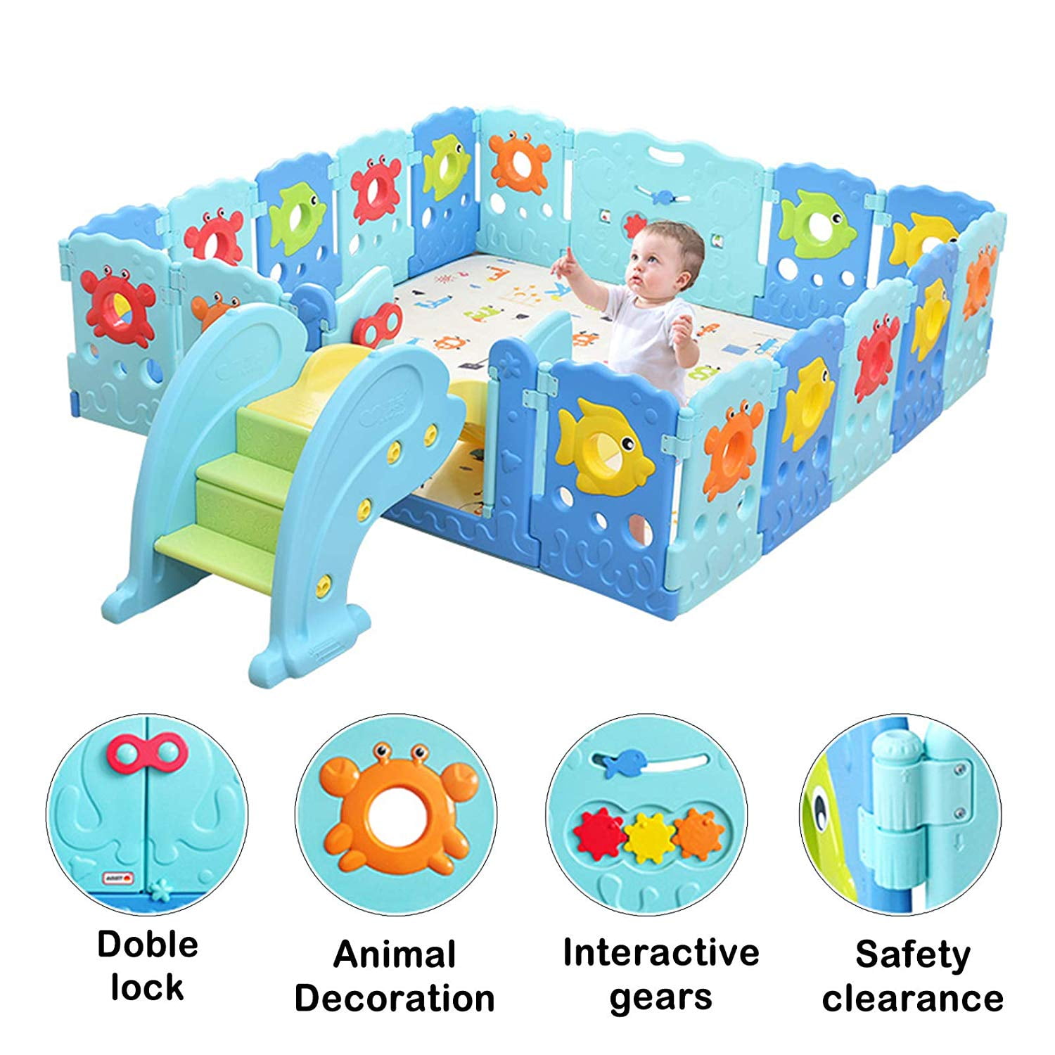 Home Indoor Outdoor New Pen Baby Playpen Kids 14 Panel Activity Centre Safety Play Yard
