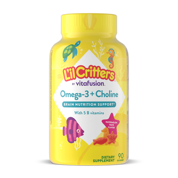Lil Critters Gummy Vitamins Omega-3 Choline for Brain Health Support, 90 Count