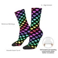 thumbnail image 4 of Hirioo Rainbow Hearts Pattern Adult Middle Tube Socks Breathable Sock Non-Pilling,Contrasting Color Design, 4 of 6