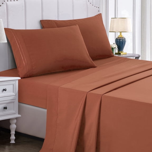 Premium Hotel Style Sheet Set with Rich and Soft Hand (Spice, Twin)