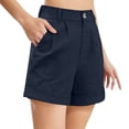 thumbnail image 5 of Women's Plus Size Solid Color Bermuda Shorts High Waist Straight Fit Casual Dressy Work Shorts with Pockets Navy, 5 of 6