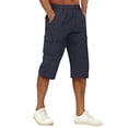 thumbnail image 2 of Below The Knee Shorts for Men Multi-Pockets Bermuda Cargo Shorts Baggy Casual Elastic Waist Hiking Pants, M, 2 of 7