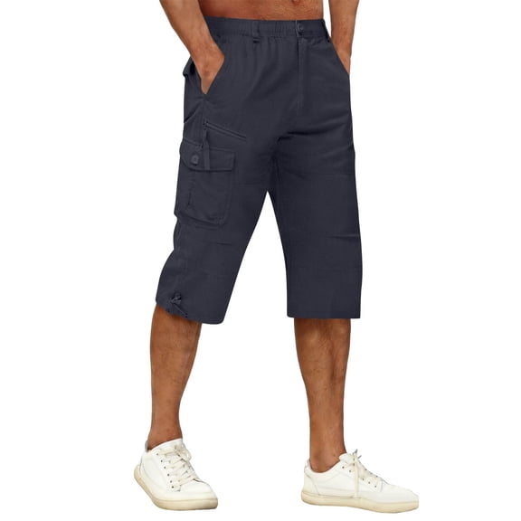 Cargo Shorts for Men Below Knee Stretch Waist Hiking Shorts Casual Quick Dry Workout Short with Multi-Pockets, XL