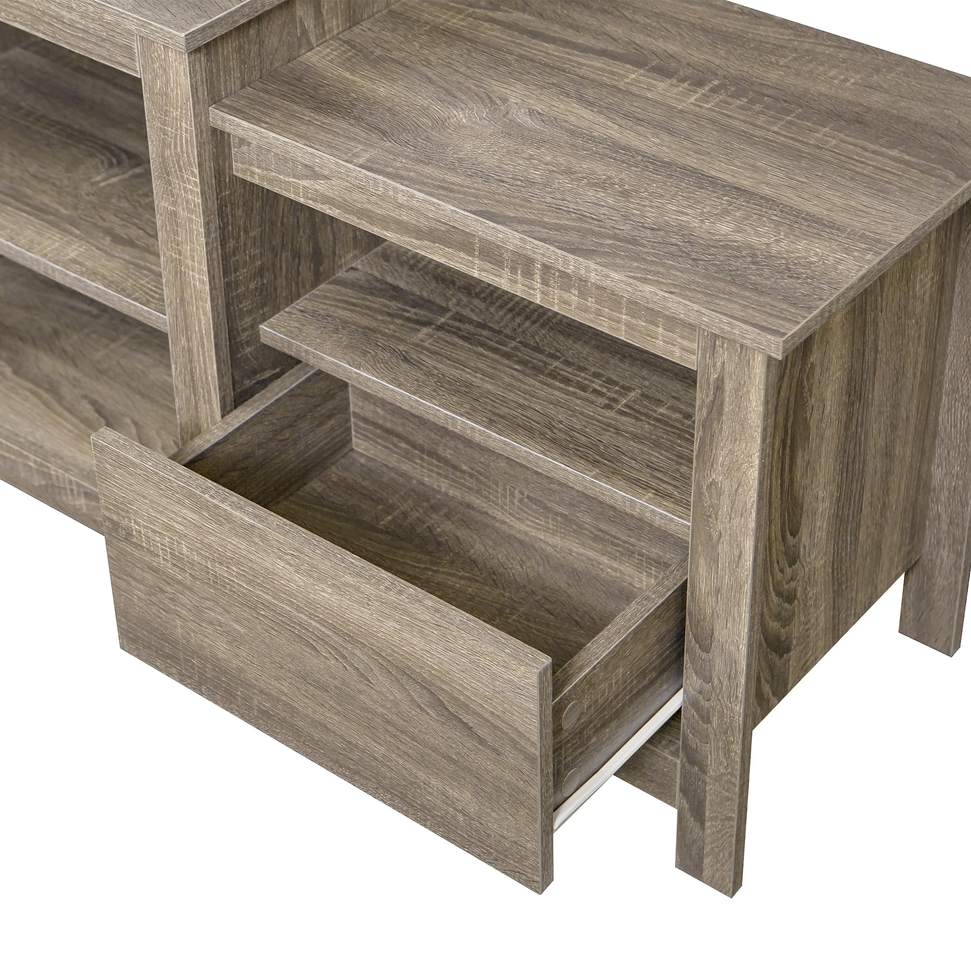 Resenkos Mid Century Modern LED Entertainment Center Wood TV Stand with Media Storage, Light Coffee Resenkos Mid Century Modern LED Entertainment Center Wood TV Stand with Media Storage, Light Coffee