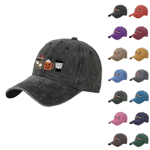 SAZBJOJN Halloween Hats for Men Women Vintage Funny Baseball Cap Unisex Adjustable Novelty Trucker Hat Spooky Holiday Accessory for Party Outdoor Daily Wear Yellow One Size