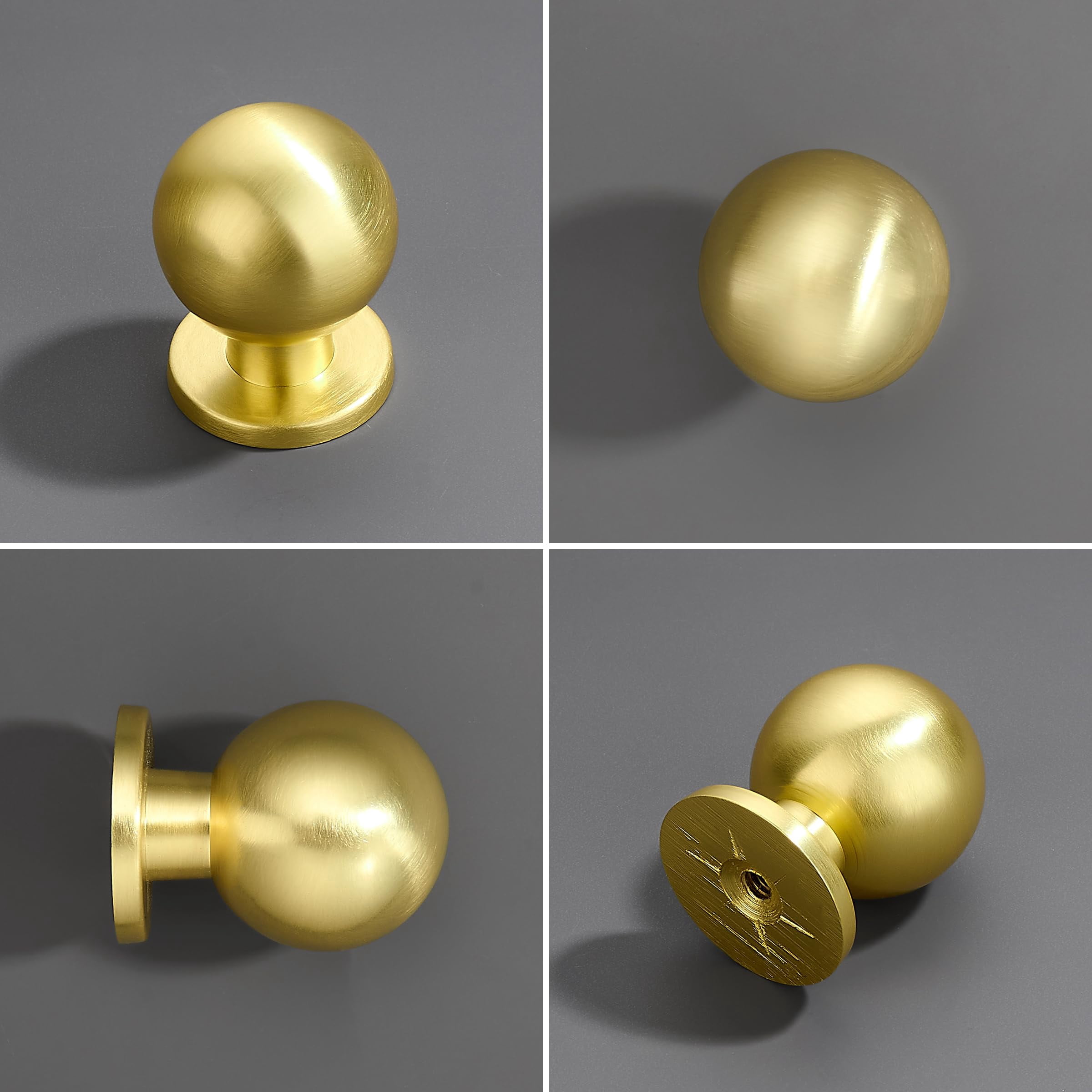 10 Pack 1 Inch (25mm) Diameter Round Solid Vintage Antique Brass Cabinet knobs，Pulls for cabinets and Drawers,Ball Knobs Cabinetry Hardware