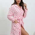 thumbnail image 2 of Gaexia Bath Robe Women'S Cozy Printed Hooded Long Sleeve Robe Heart Star Embroidery Home Wear Fall Winter Relaxation Garment, 2 of 7
