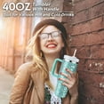 thumbnail image 4 of Oserlo 40 oz Reusable Vacuum Quencher Tumbler with Straw, Travel Cup with Lid, Insulated Stainless Steel Cup with Handle, Coffee Mug, Maintains Heat Cold, Heat and Ice for Hours, Leopard Green, 4 of 7