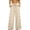 Beige, variant on Womens Summer Boho Pants Cotton Linen Floral Cutout Wide Leg Pants Elastic Waist Casual Palazzo Trousers with Pockets