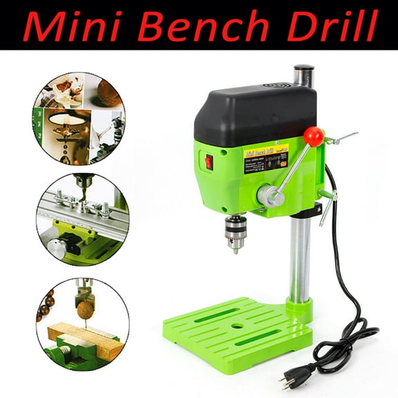 480W Electric Drill Press Stand Small Power Drilling Tool Mini Work Bench Green
