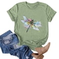 thumbnail image 4 of Hauts d'Été pour Femmes, Blouses Décontractées Élégantes 2024, T-Shirts Mode Décontractée Imprimé Col Rond Manches Courtes T-Shirt Vert, 4 of 5