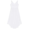 thumbnail image 4 of Rswnyirn Flower Girl Dress Juniors Wedding Bridesmaid Dress Chiffon High-Low Hem Prom Party Pageant White 6, 4 of 7