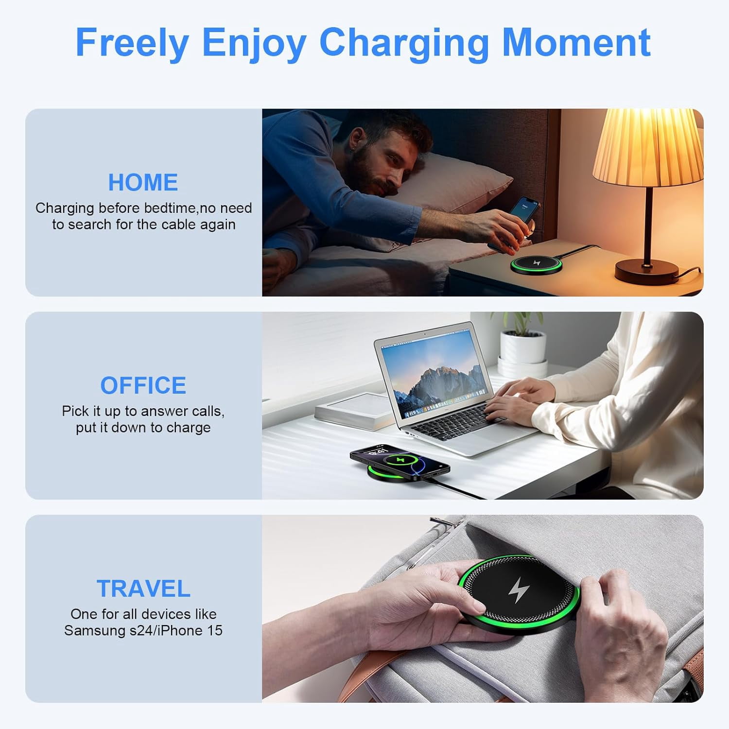 15W for Google Wireless Charger Fast Charging Pad for Google Pixel 10 10 Pro 10 Pro XL 9A 9 Pro XL Fold 8 7 6 Pro 8A 6 Pro, Wireless Phone Charger Android for Samsung Galaxy S25 Ultra with QC Adapter