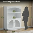 thumbnail image 7 of 46" Bookshelf and Bookcase, White Small Bookcase with Glass Door, 3 Tier Mid-Century Book Shelves w/ Deep Storage Cabinet and Adjustable Shelves, Wood Standing Small Book Shelf, 7 of 7