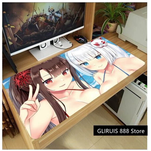 Alfombrilla de ratón gruesa de Anime Azur Lane Akagi Kaga Hiryu housshou Juno, tapete de ratones Gaming para portátil para teclado de mesa, tapete antideslizante, regalo LIUWENJING unisex