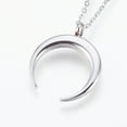 thumbnail image 3 of Resistant 304 Stainless Steel Pendant Necklaces Double Horn/Crescent Moon Stainless Steel Color 17.99 inch(45.7cm) 1.5mm, 3 of 3