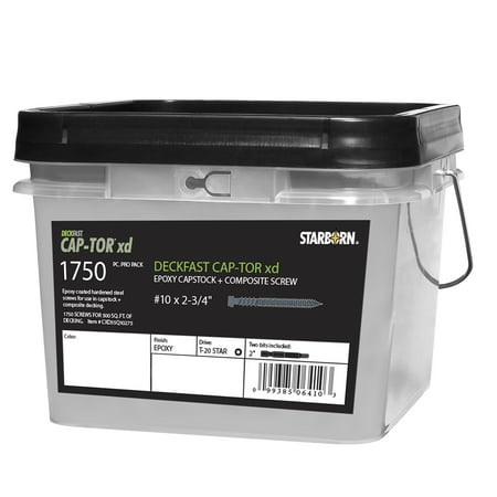 

Deckfast Cap-Tor xd 10 x 2-3/4 - Epoxy Coated - #71 Chocolate Composite Deck Screws - 1750 Pieces for 500 Sq Ft of Decking