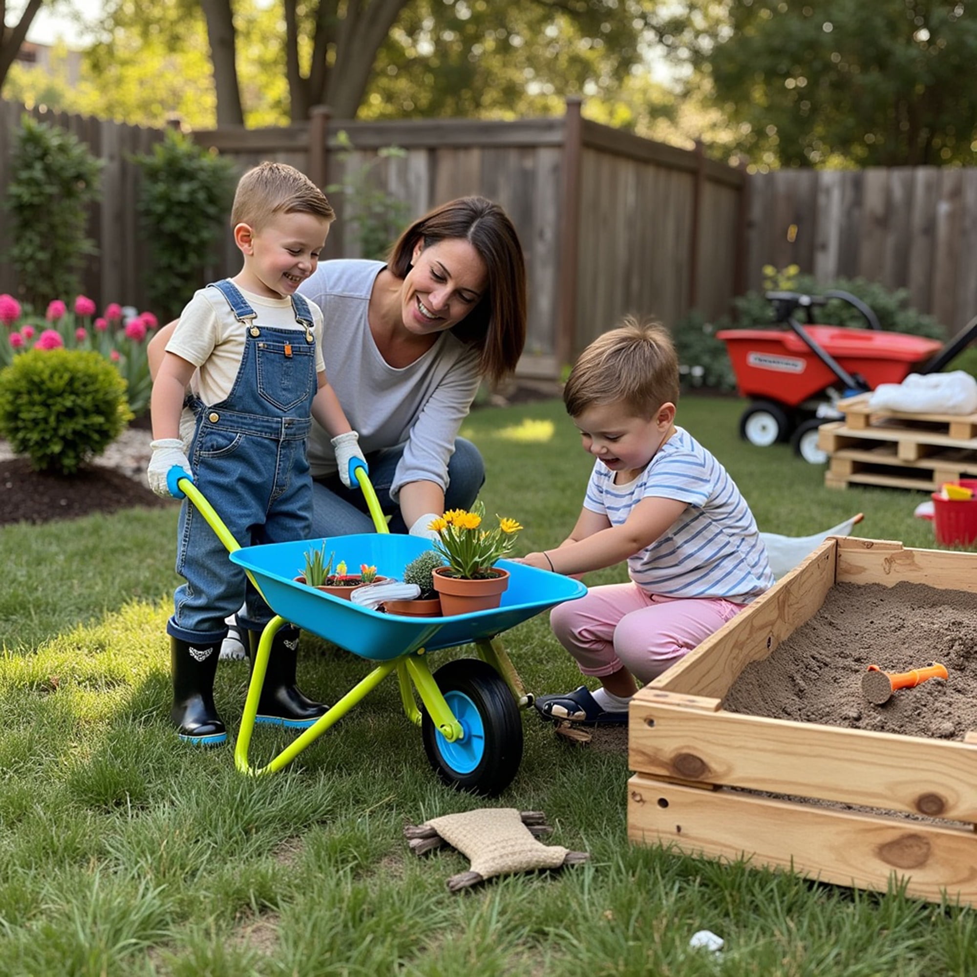 G & F Products Kids Wheelbarrow 10041 JustForKids, Garden Fun, 3+ Years Old Real Metal