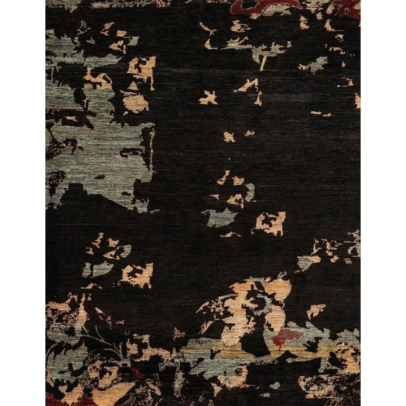 Ahgly Company Machine Washable Indoor Rectangle Abstract Dark Brown Area Rugs, 8' x 12'