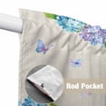 thumbnail image 4 of Blue Hydrangea Swag Curtains for Kitchen/Bedroom/Living Room, Linen Texture Butterfly Spring Floral Scalloped Curtains 63 Inch Long, Window Swag Topper Curtains Valances 2 Panels Set 36"x63", 4 of 8
