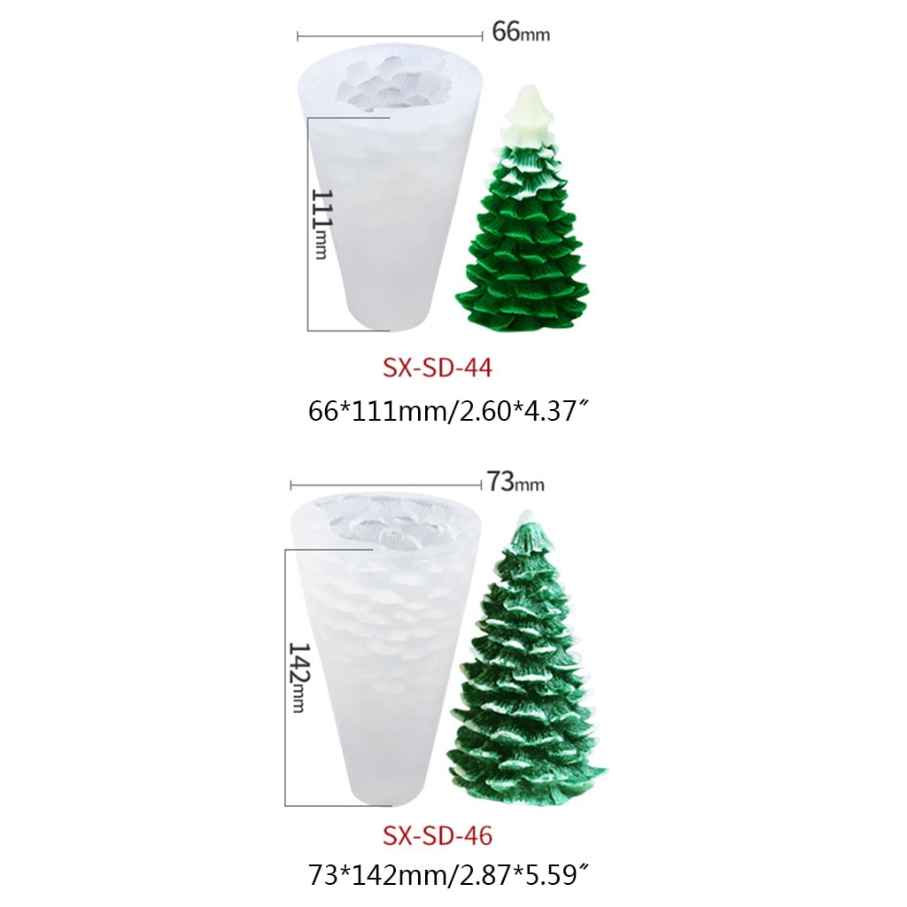 2pcs/set 3D Christmas Tree Silicone Candle Mold Soap Clay Making DIY Cake Decorating Baking Mould Tool