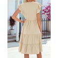 thumbnail image 4 of Women'S Summer Dress V Neck Short Sleeve Midi Sundress Flowy Tiered Beach Dresses with Pockets Color L, 4 of 9