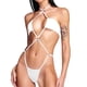 thumbnail image 1 of Gibobby Trajes de Baño Mujer Completo Bikini de cuello con correas sexy de colores sólidos para mujer(Blanco,G), 1 of 4