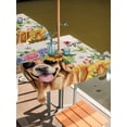 thumbnail image 2 of Outdoor Tablecloth with Umbrella Hole for Patio/Picnic/Party/Camping, Spring Dog Waterproof Table Cloth Square Cover Washable, Rustic Watercolor Botanical Floral Sunflower (60"x 60"), 2 of 8