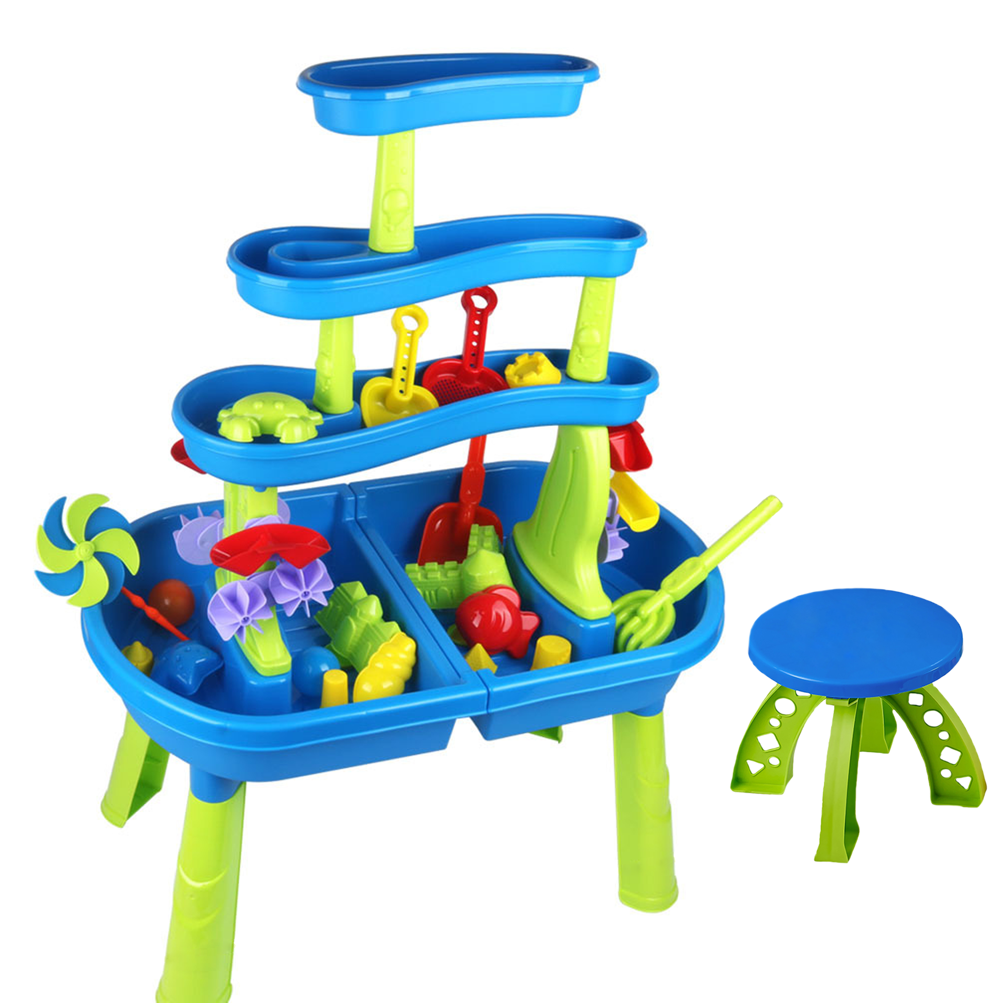 Richgv Sand Water Table for Toddlers 1-3, 4-Tier Water Play Table Outdoor Toys for Kids, Activity Sensory Play Water Table Beach Summer Outside Toys for Boys Girls