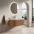 thumbnail image 4 of FFZ 36 inch Floating Bathroom Vanity Sink Curved Cabinet with Drawer Sensor Light, Natural Woodgrain, 4 of 15